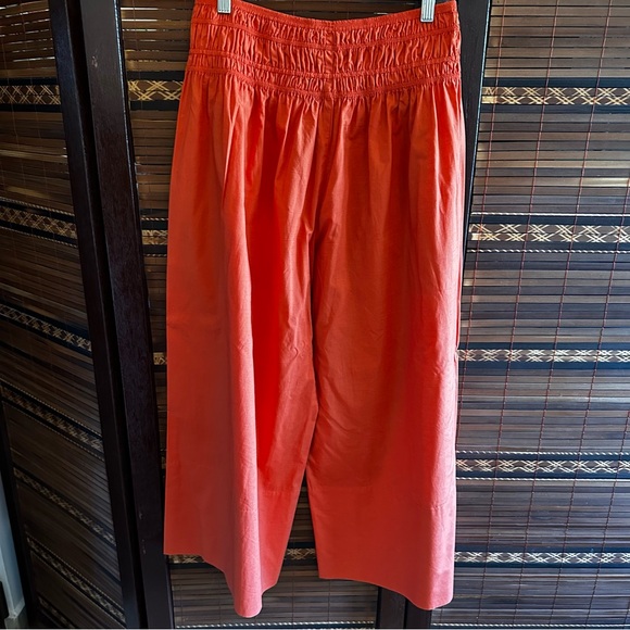 Vince Smocked Culotte High Waist Pull On Wide Leg Pants Orange Size Medium - Picture 1 of 5